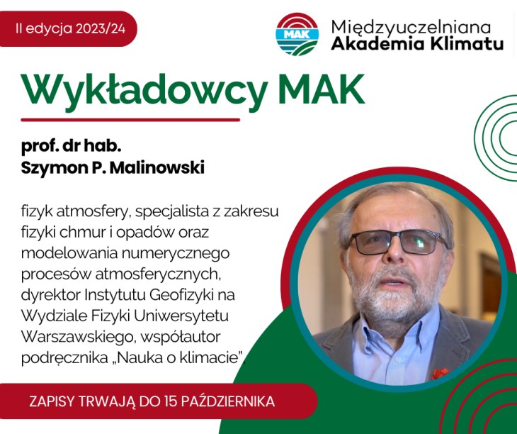 Wykład inauguracyjny wygłosi prof. dr hab. Szymon Malinowski